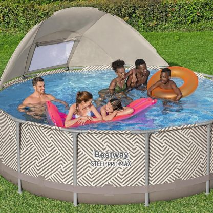 Bestway Power Steel 14’ x 42” Round Above Ground Outdoor Backyard Swimming Pool Set with 1,000 GPH Filter Pump, Ladder, and Pool Cover