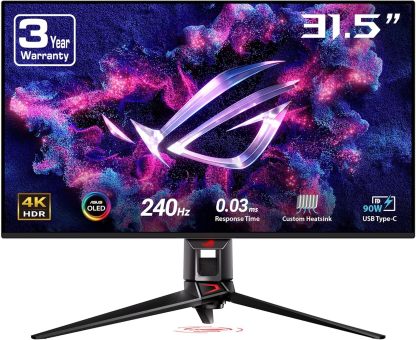  ROG Swift 27” 4K QD-OLED Gaming Monitor (PG27UCDM) - 240Hz, 0.03ms, Custom Heatsink, Neo Proximity Sensor, G-SYNC Compatible, 99% DCI-P3, True 10-bit color, DisplayPort 2.1a UHBR20, 3 yr warranty