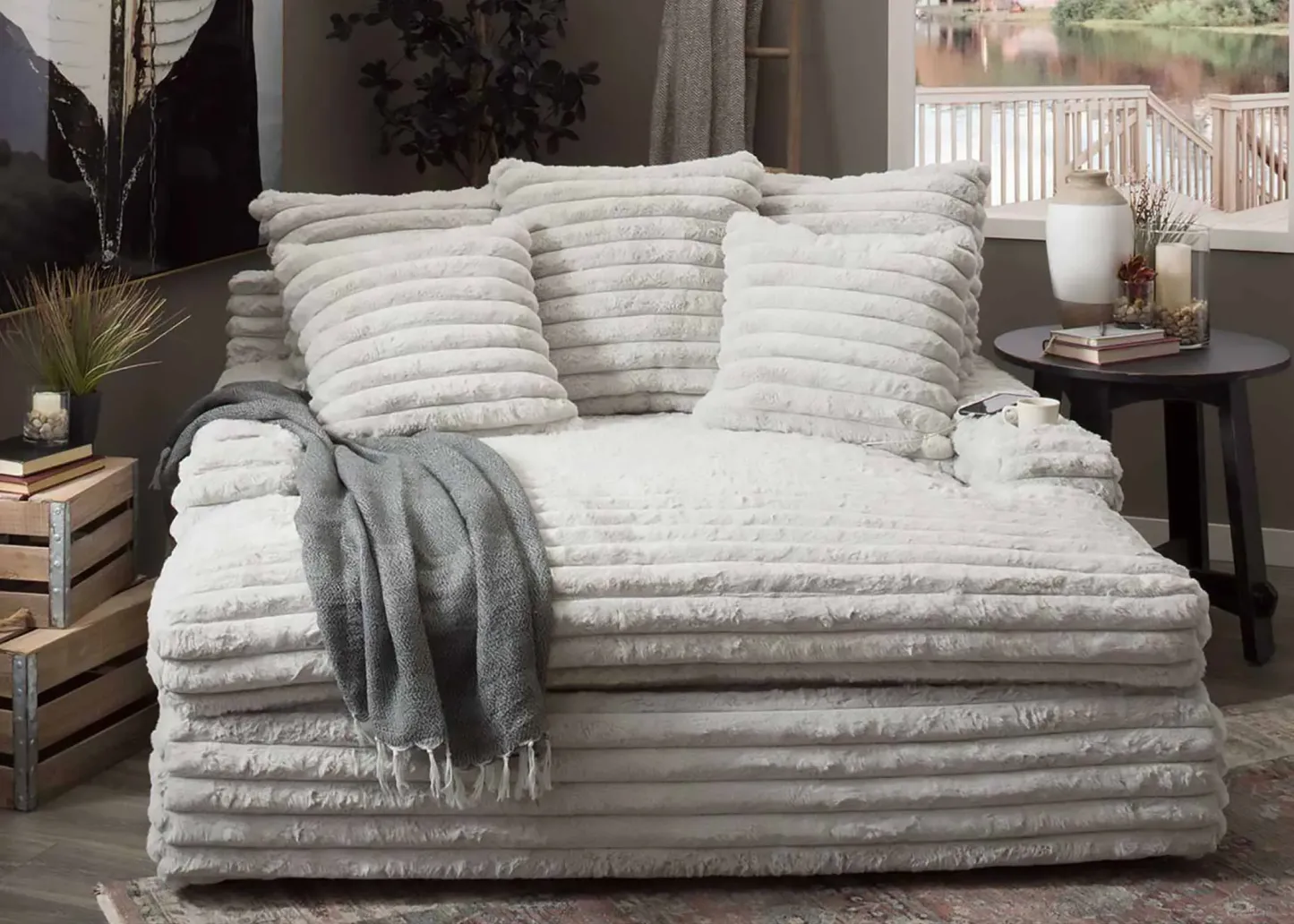 （ Last 49 items）Comfy Upholstered Chaise Lounge Sofa