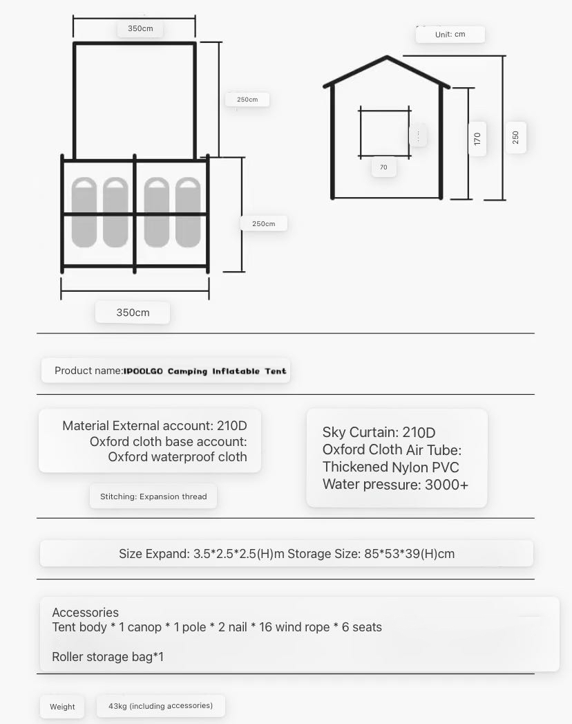 IPOOLGO CAMPING Tent house New design 