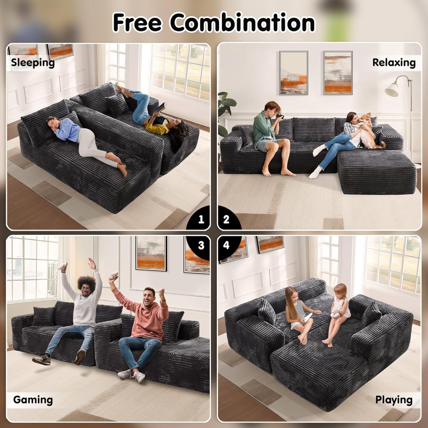 💥Last Day $39! 🔥Ovios Modular Cloud Sectional Sofa