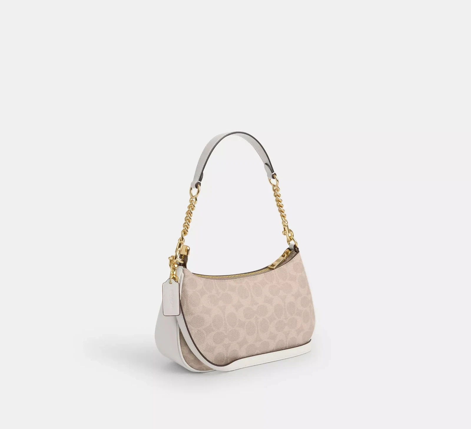 NWT   CV933 Teri Shoulder Bag In Signature Canvas Gold/Sand/Chalk