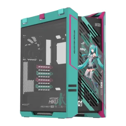 ASUS ROG Strix Helios II Hatsune Miku Edition Mid Tower Computer Case, 4x 140mm Pre-Installed Fans, Up to 420 Radiator & 7x 120mm Fan Support, USB-C 20Gbps, Cable Management | 90DC00W0-B39010