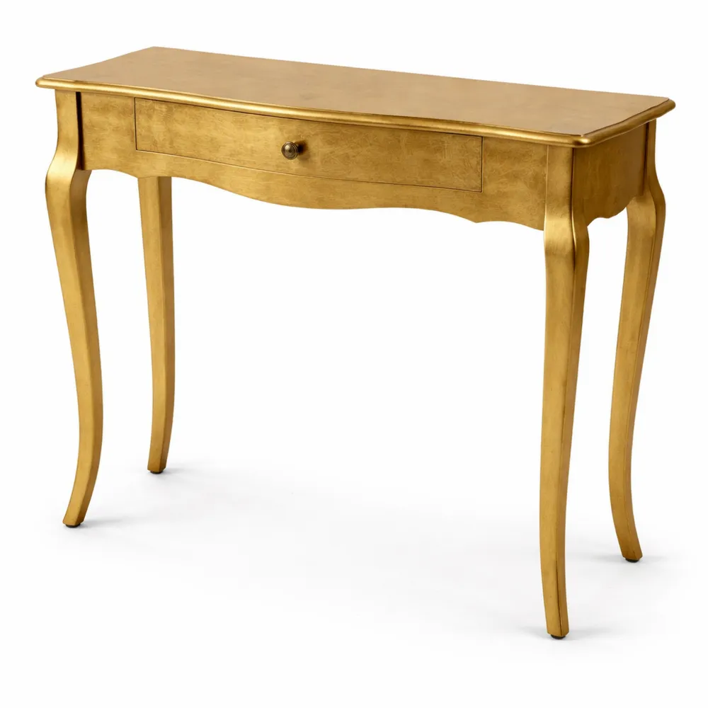 Consolle Ingresso con Cassetto in Legno Dorato