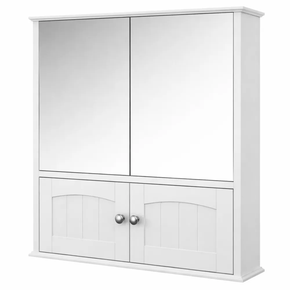 Specchiera da bagno con contenitore, bianca, 56 x 58 cm