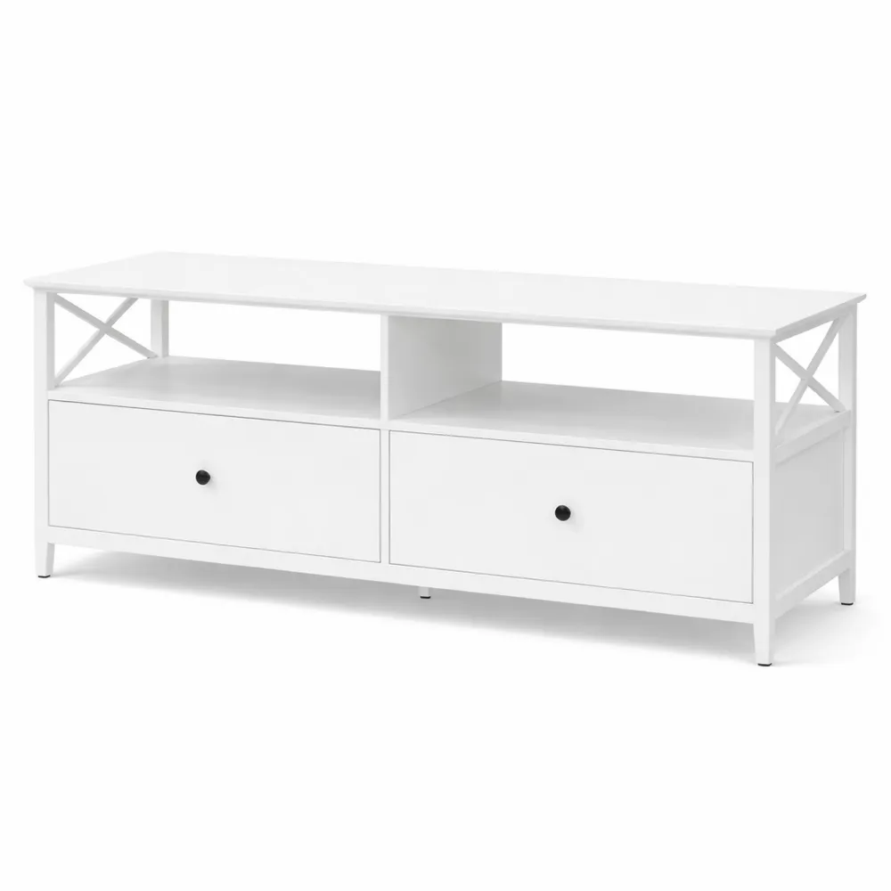 Mobile TV con Cassetti e Scomparti, 120 x 40 x 50 cm, Bianco