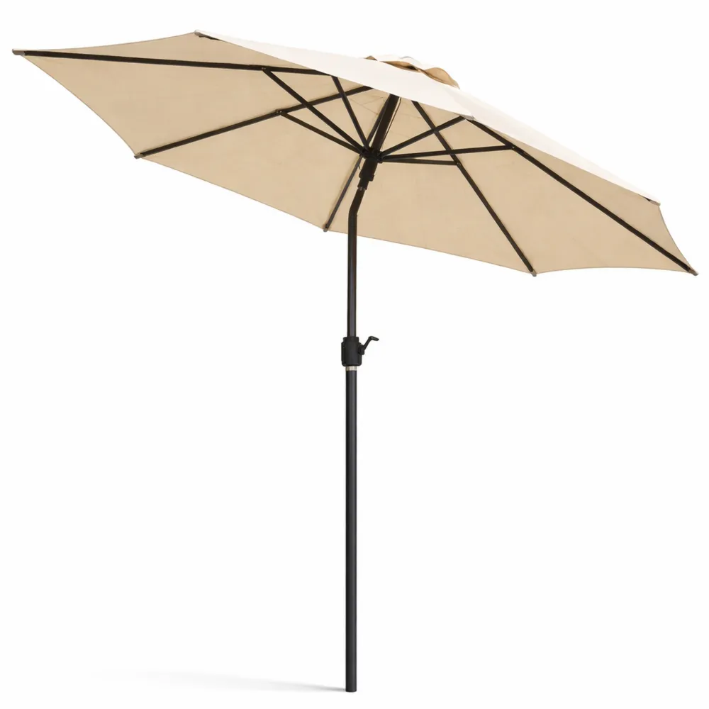 Ombrellone Inclinabile da Giardino 2.6x2.35 m con Manovella, 6 Stecche in Alluminio e Poliestere