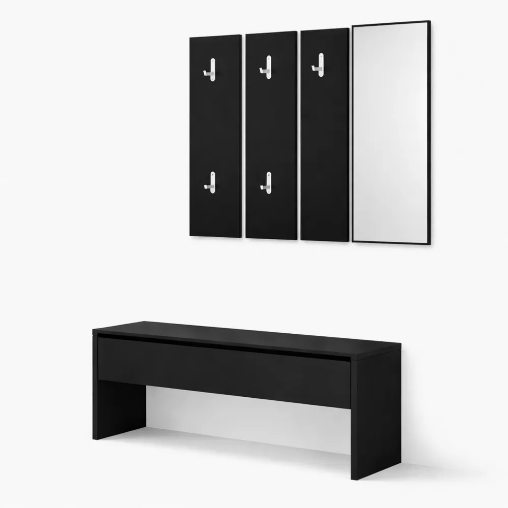 Set di mobili da ingresso moderno con specchio e appendiabiti