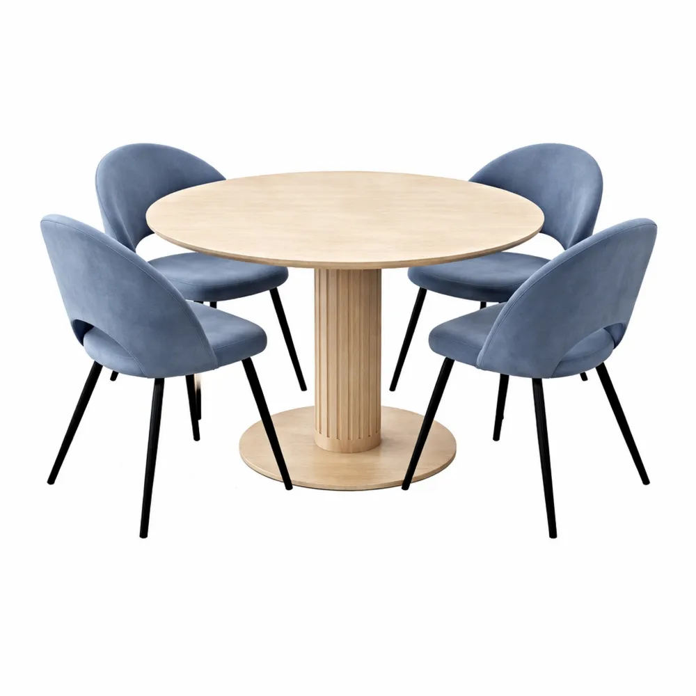 Tavolo Rotondo Moderno con Sedie in Velluto per Cucina e Ristoranti