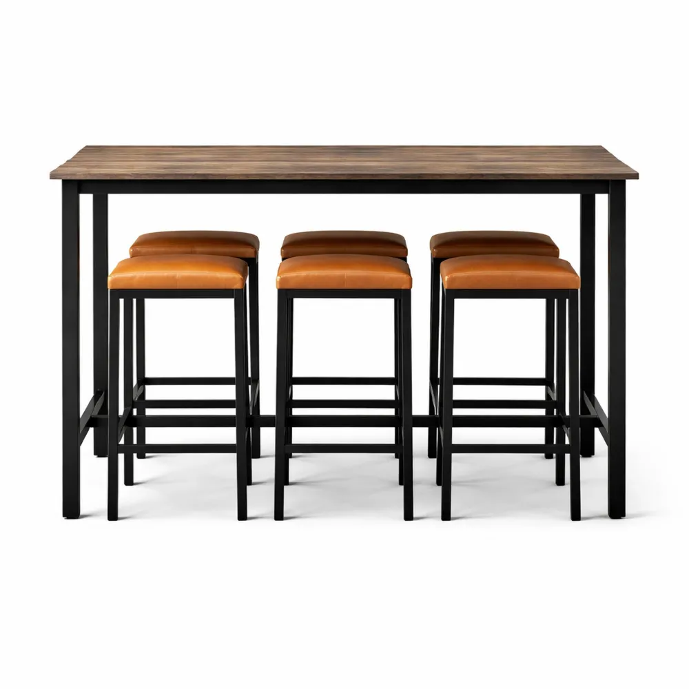 Set tavolo alto con 4 sgabelli per sala da pranzo, 120x60x90,5 cm