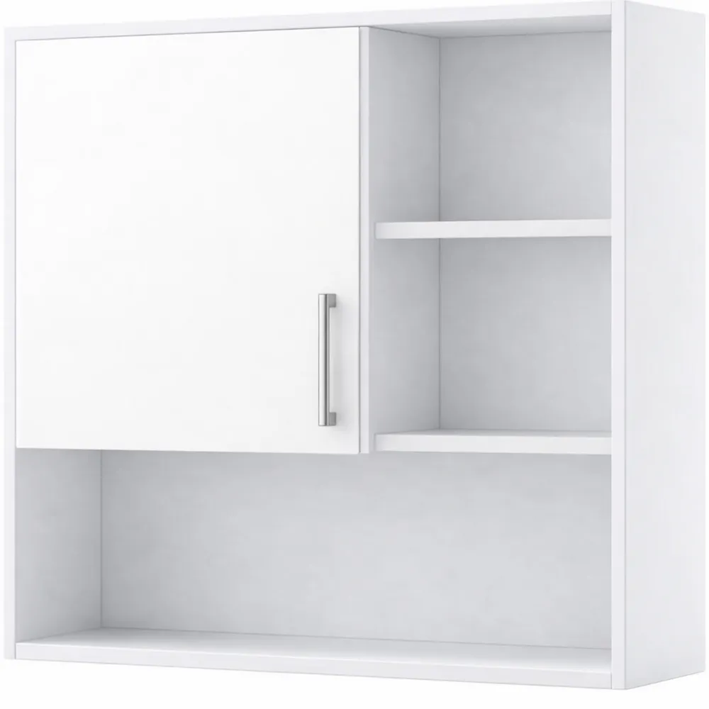 Armadietto Bagno Specchio con Ripiani Regolabili e Porta Salvaspazio, Montaggio a Parete, 60x15x76 cm, Bianco