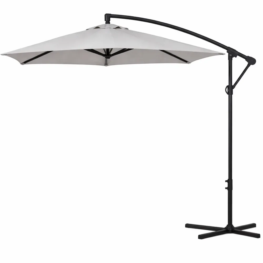 Ombrellone da Giardino con Chiusura a Manovella, Regolabile, Grigio