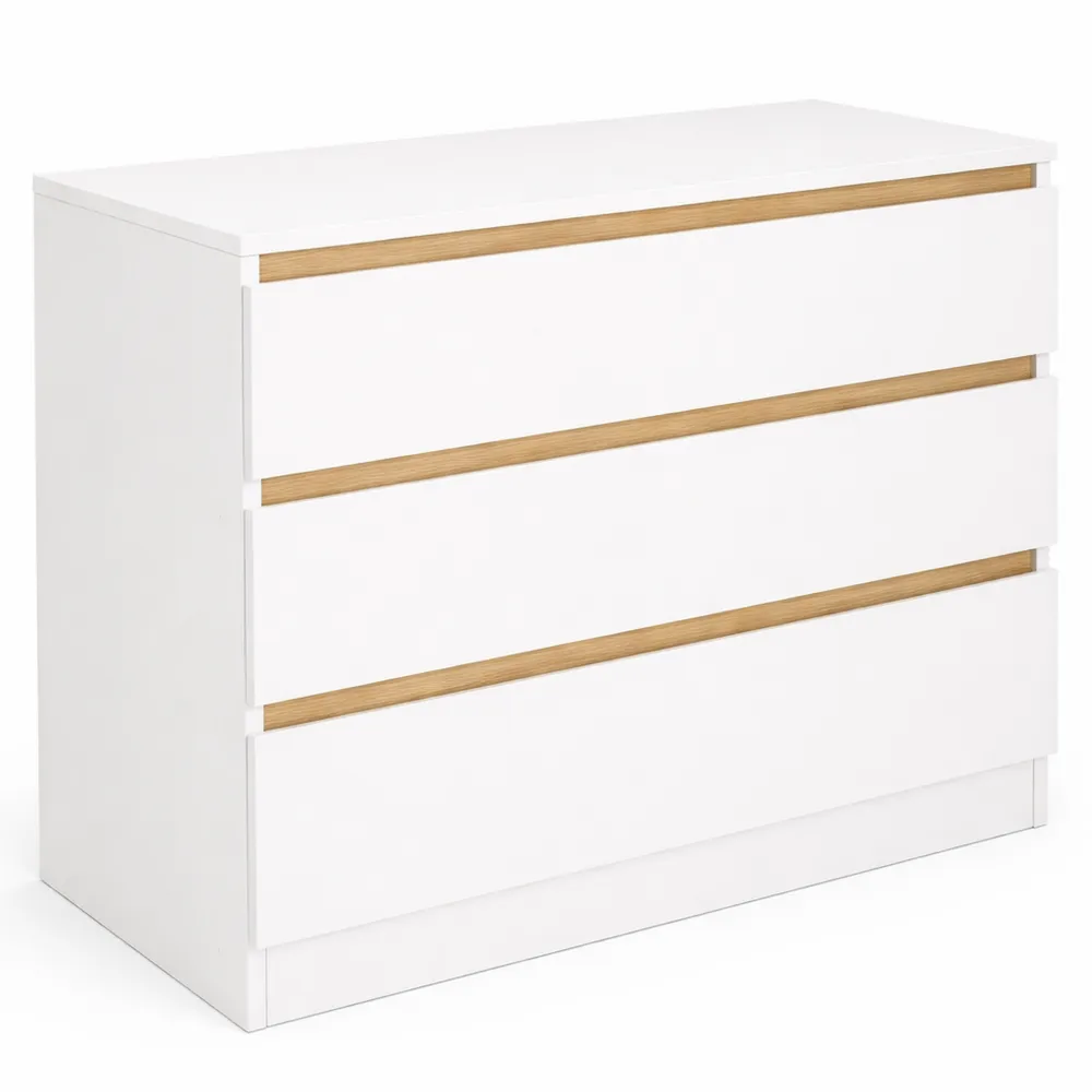 Cassettiera per Cambio Pannolini con 3 Cassetti Colore Bianco e Rovere