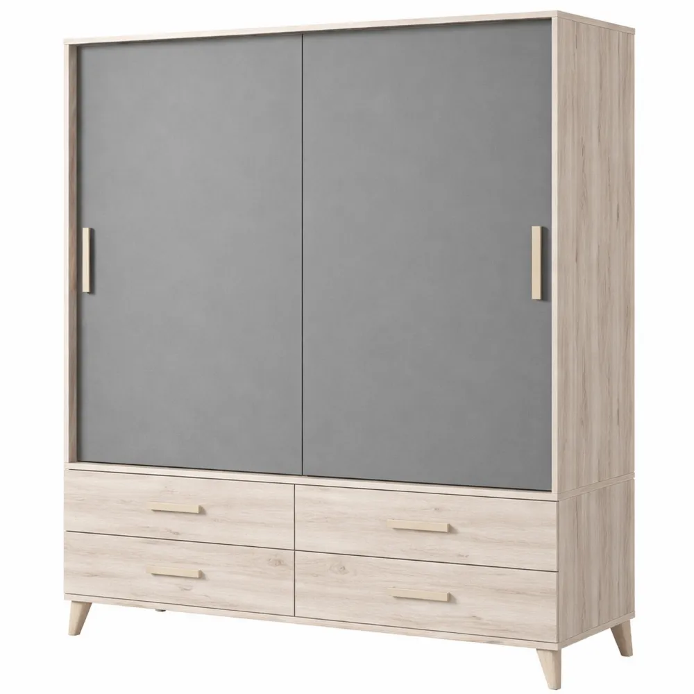 Armadio in Legno con Ante Scorrevoli e Ripiani Interni, Vari Colori, 171x200x57cm