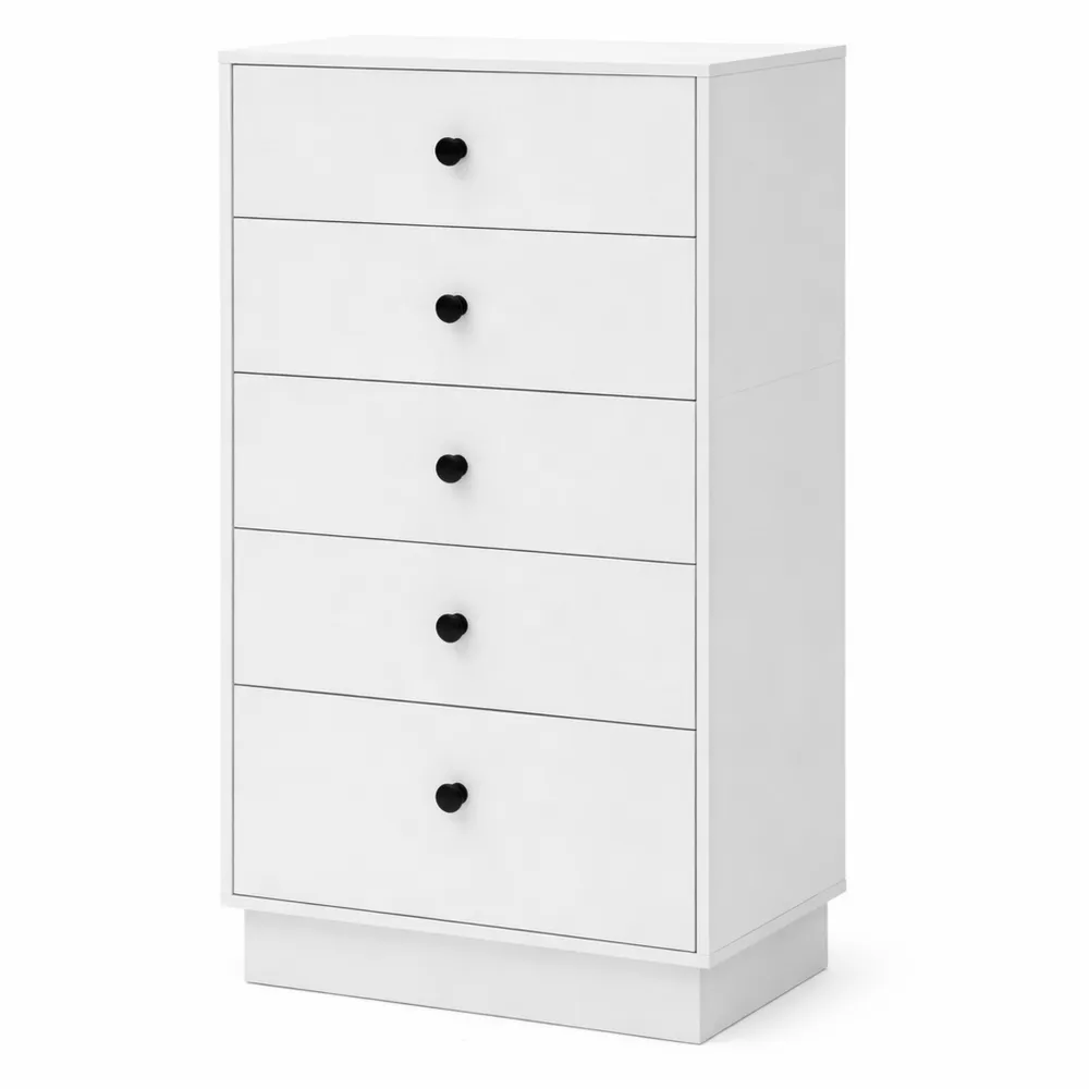 Cassettiera Moderna con 5 Cassetti per Camera da Letto e Salotto, Bianco