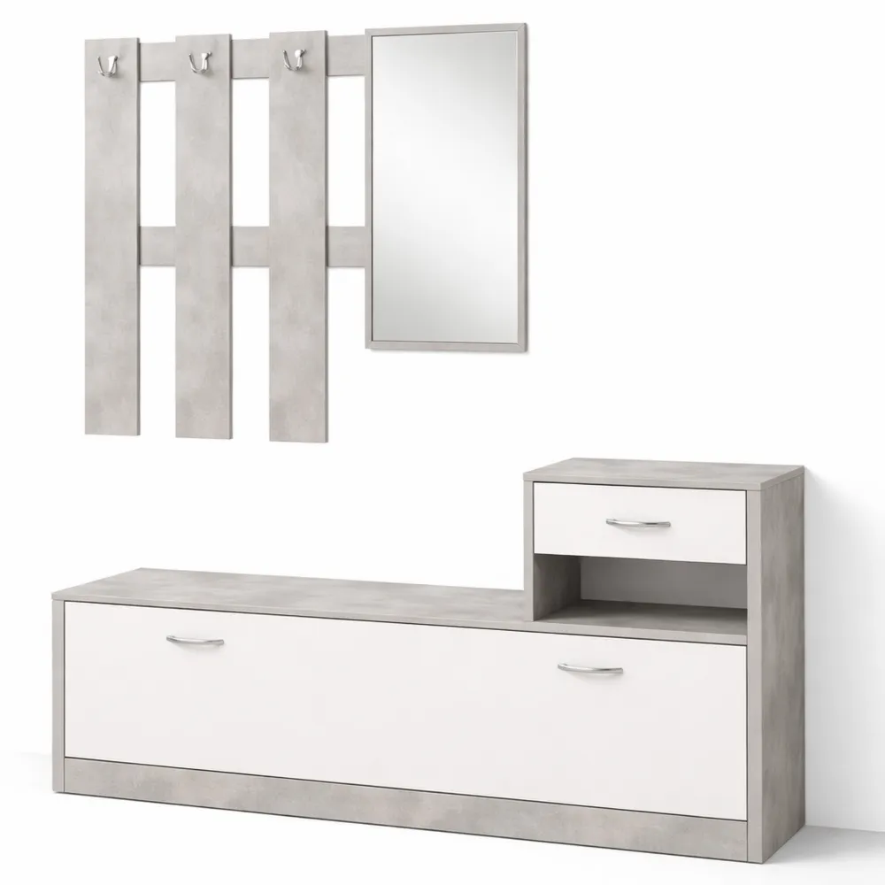 Guardaroba da Ingresso con Specchio e Scarpiera, 3 Ganci Appendiabito