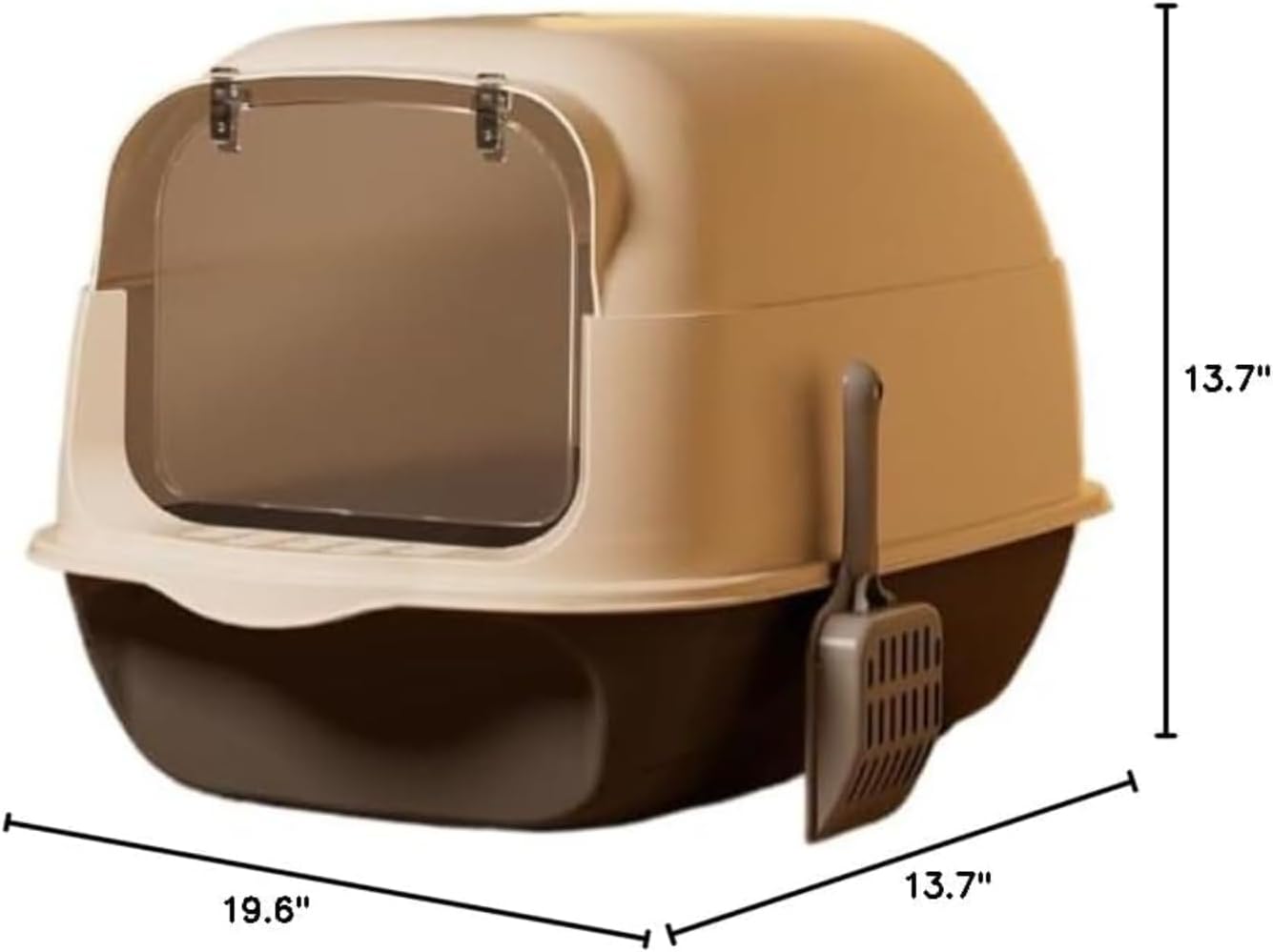 Splash-Proof Enclosed Cat Litter Box with Scoop Front Lift Cover Easy
