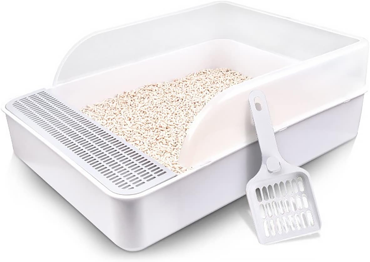 Semi-Open Cat Litter Tray Box with Lid