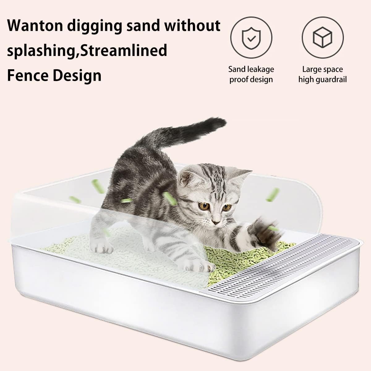 Semi-Open Cat Litter Tray Box with Lid