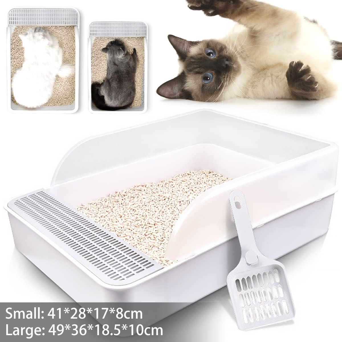 Semi-Open Cat Litter Tray Box with Lid