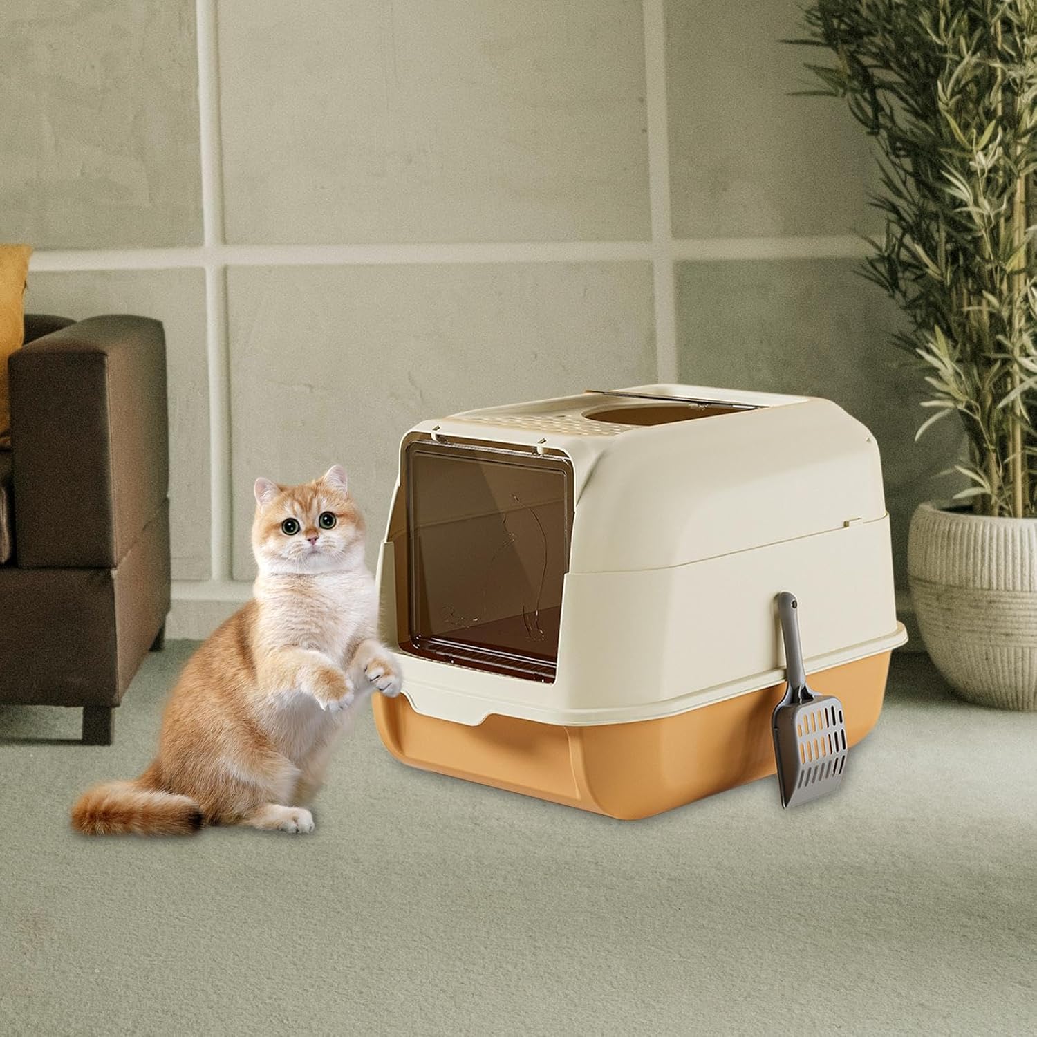 Fully Enclosed Double Door Cat Litter Tray with Lid