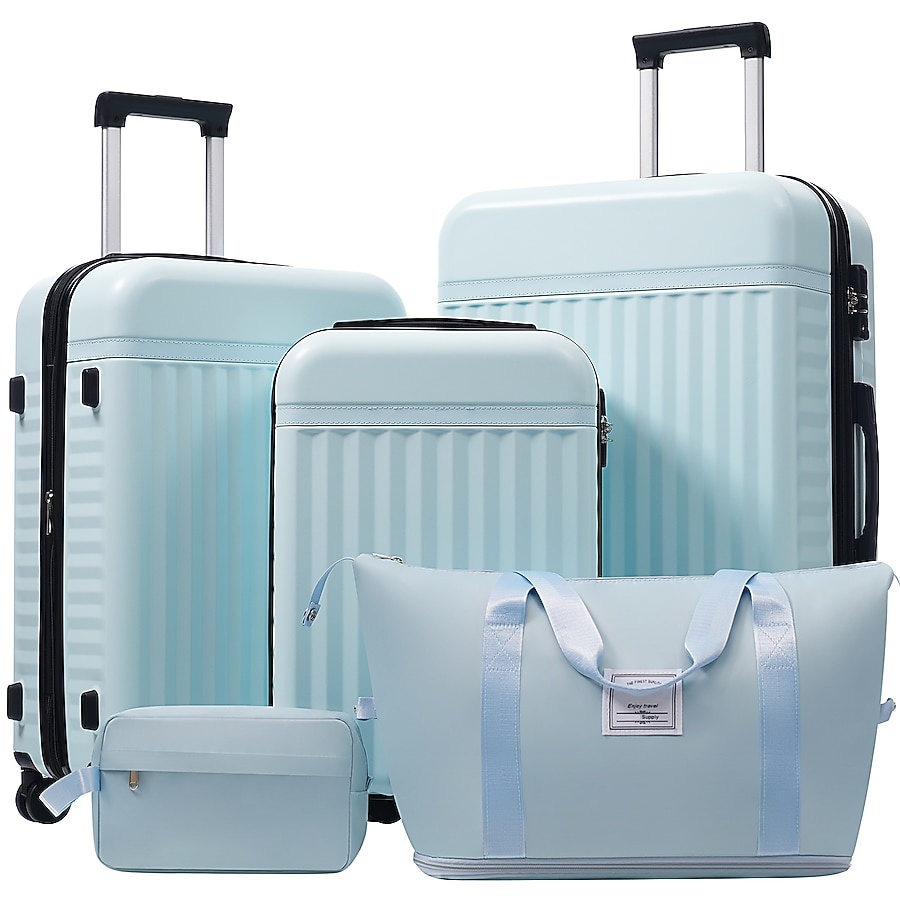  Light Blue Plastic Hardshell Suitcase set 