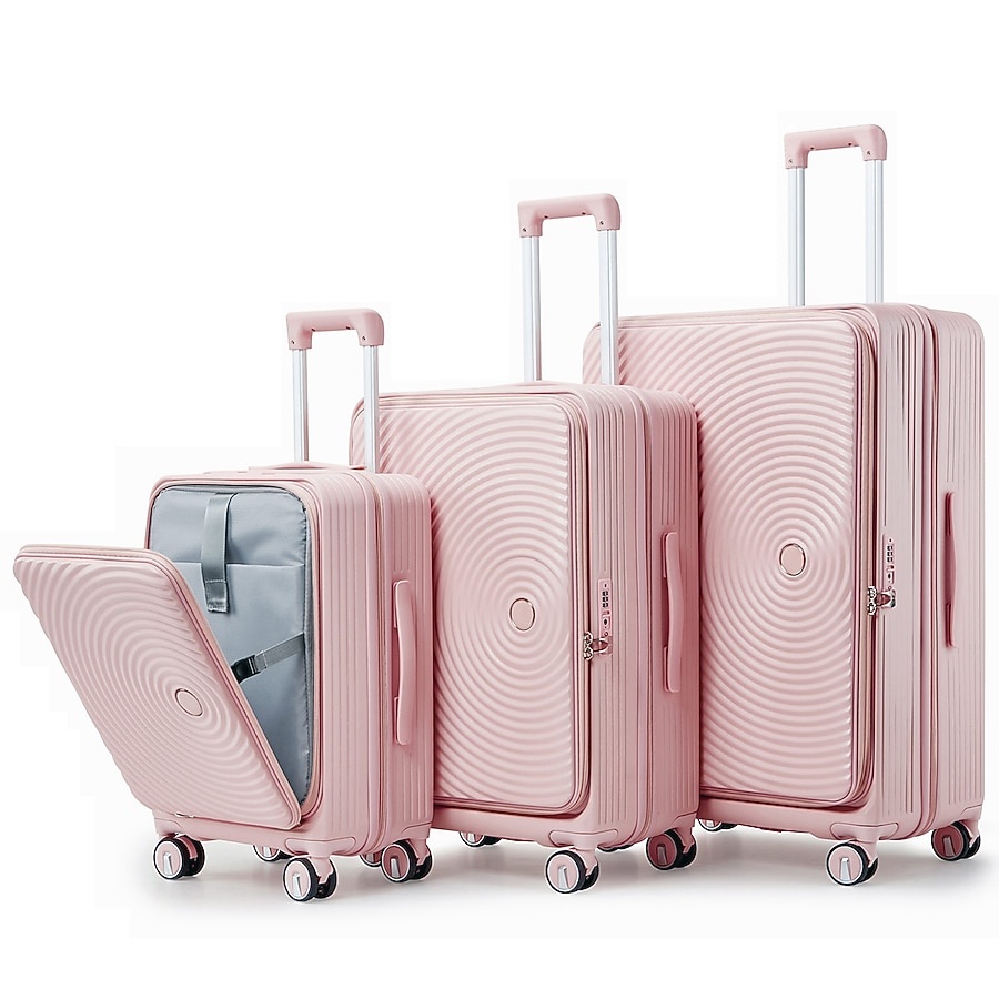 Pink Plastic Hardshell Suitcase set 
