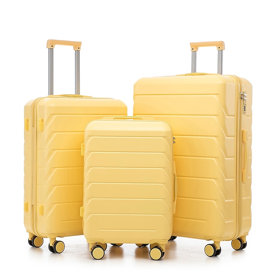  Yellow Plastic Hardshell Suitcase set 