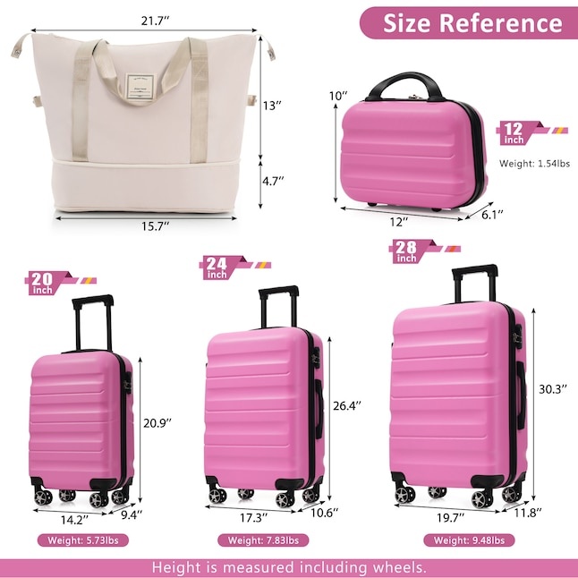 Pink Plastic Hardshell Suitcase set