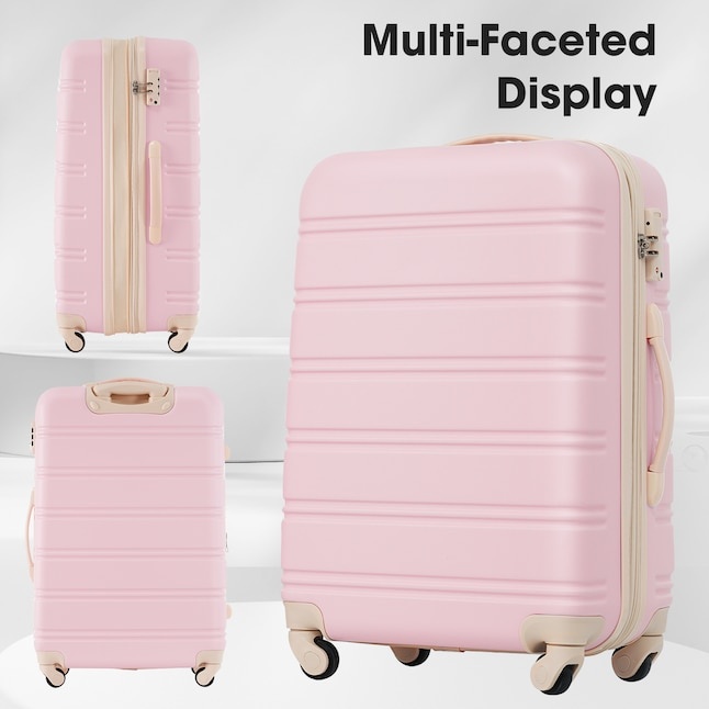  Light Pink Plastic Hardshell Suitcase set 