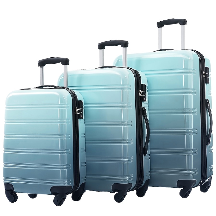 Blue+Multi Plastic Hardshell Suitcase set