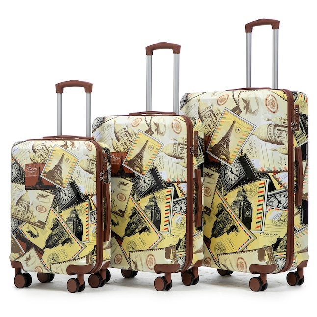 Black + Vintage Plastic Hardshell Suitcase set 