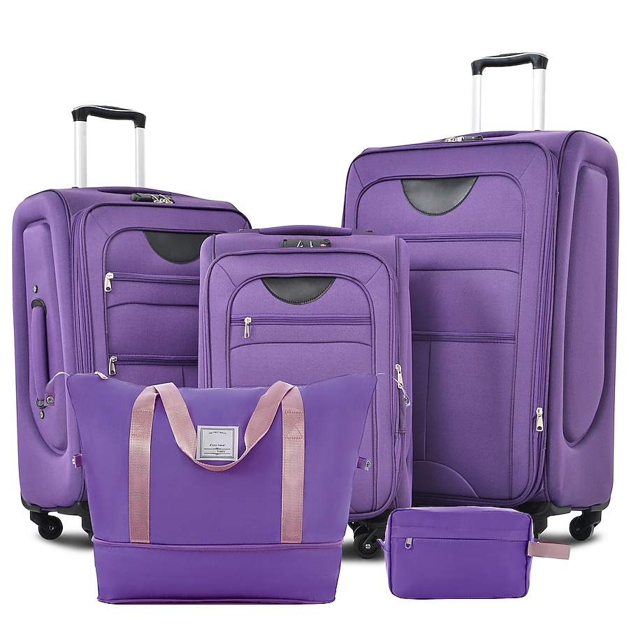 Purple Polyester Softshell Suitcase set