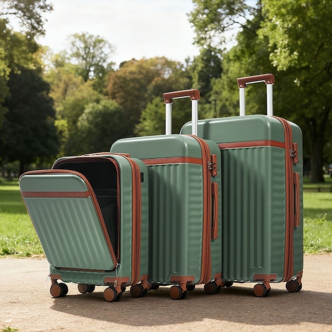 Green Plastic Hardshell Suitcase set 