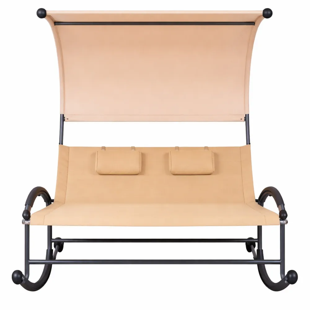 Lettino Oscillante Ergonomico con Parasole per Giardino e Piscina