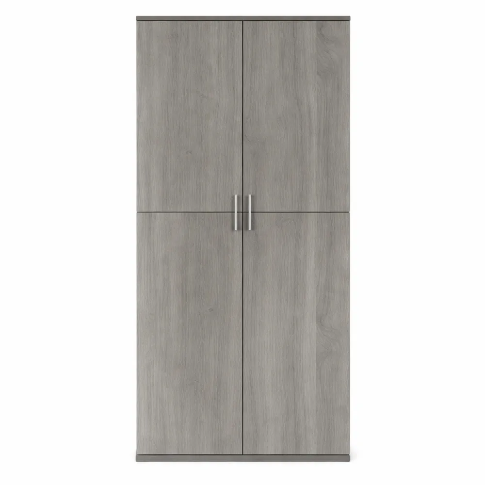 Credenza Alta in Legno Multistrato Grigio Sonoma 80x35x180 cm