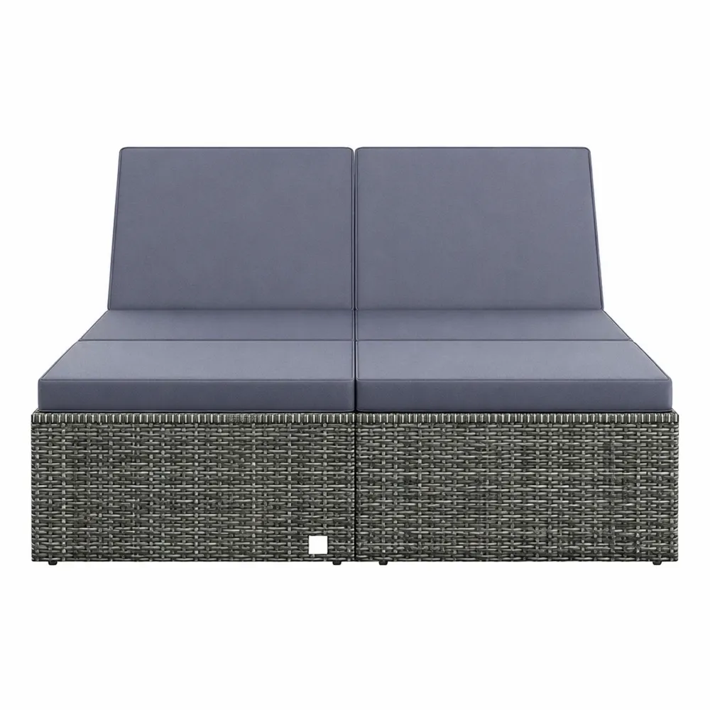 Lettino Doppio da Giardino con Tavolino Regolabile