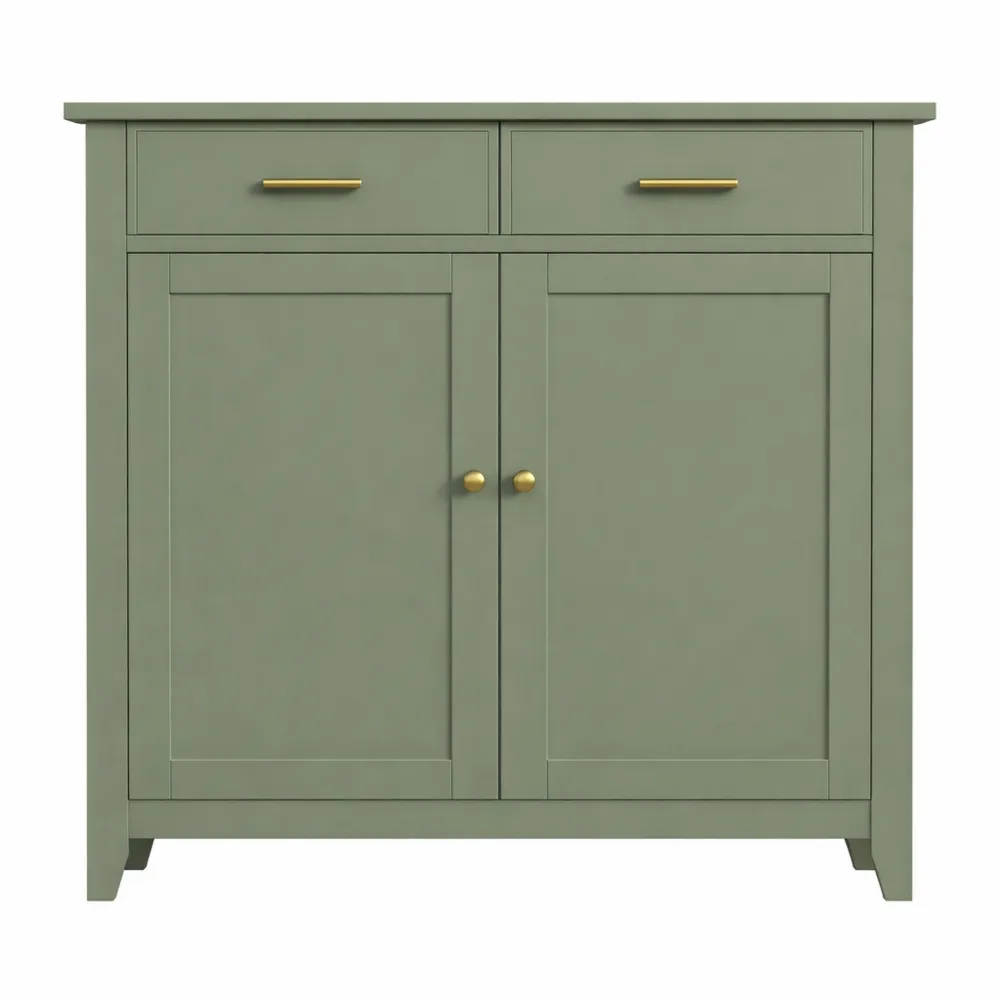 Credenza Buffet con Armadi e Cassetti in Stile Rustico per Cucina e Sala da Pranzo, Verde