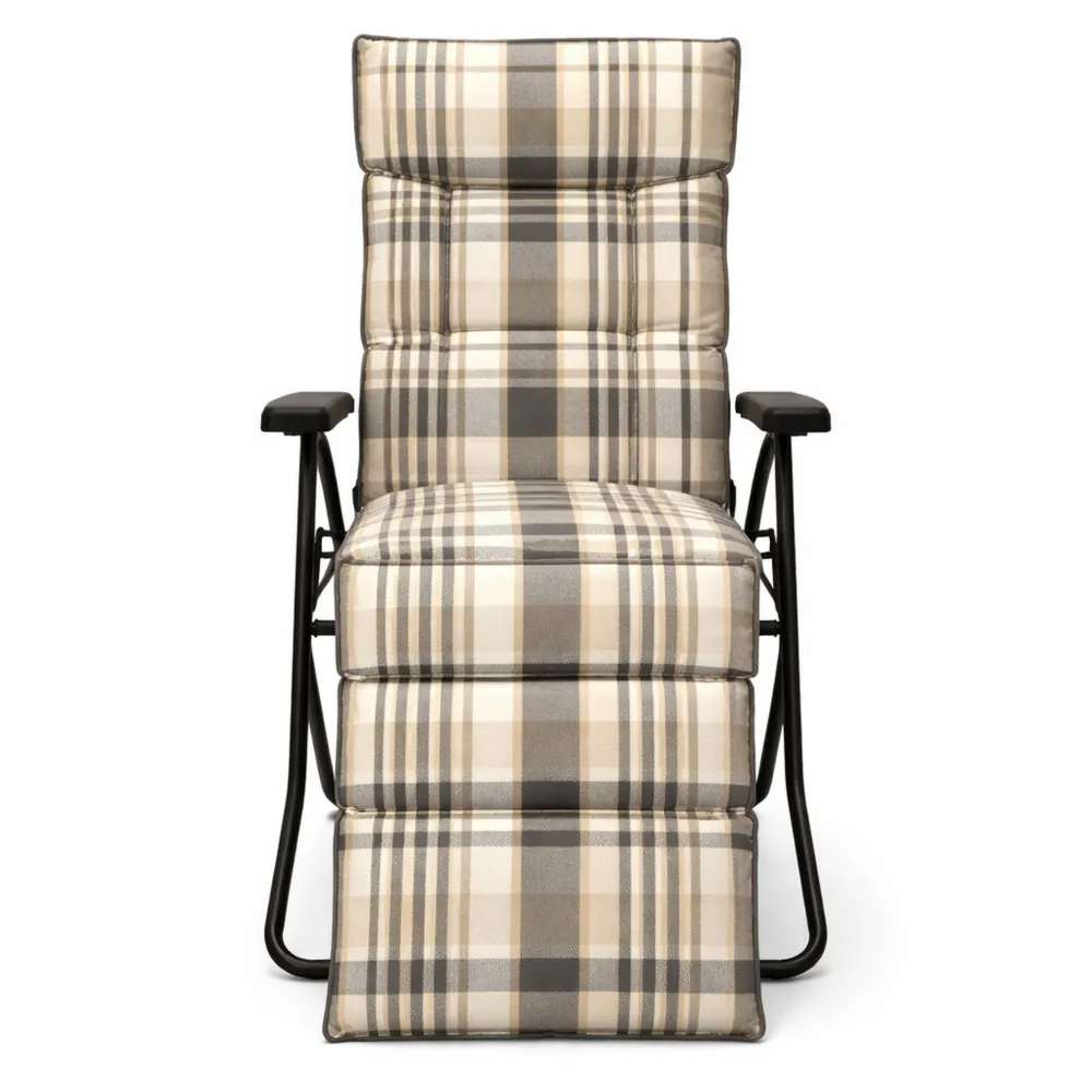 Sedia Sdraio da Giardino Reclinabile con Poggiapiedi e Cuscino Imbottito