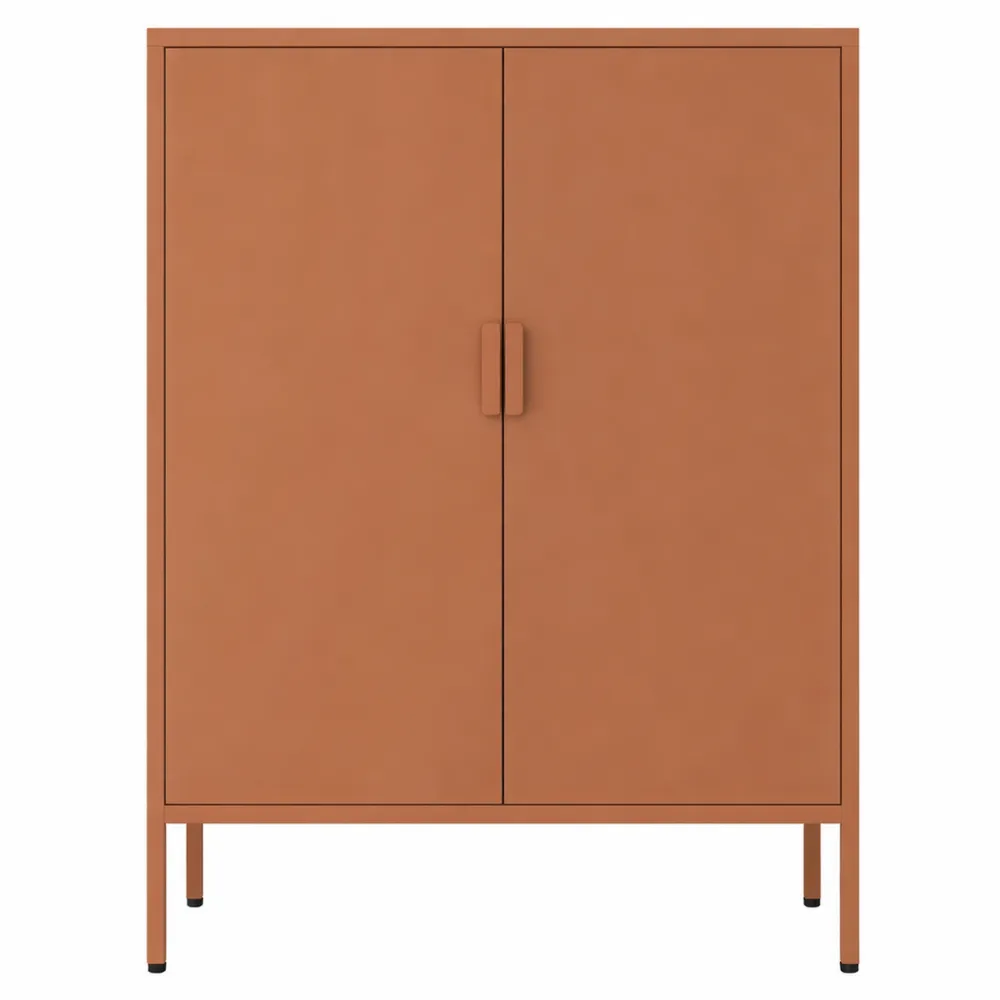 Credenza in Metallo con 2 Ante e 3 Ripiani 80x38x100 cm, Stile Industriale per Cucina e Soggiorno