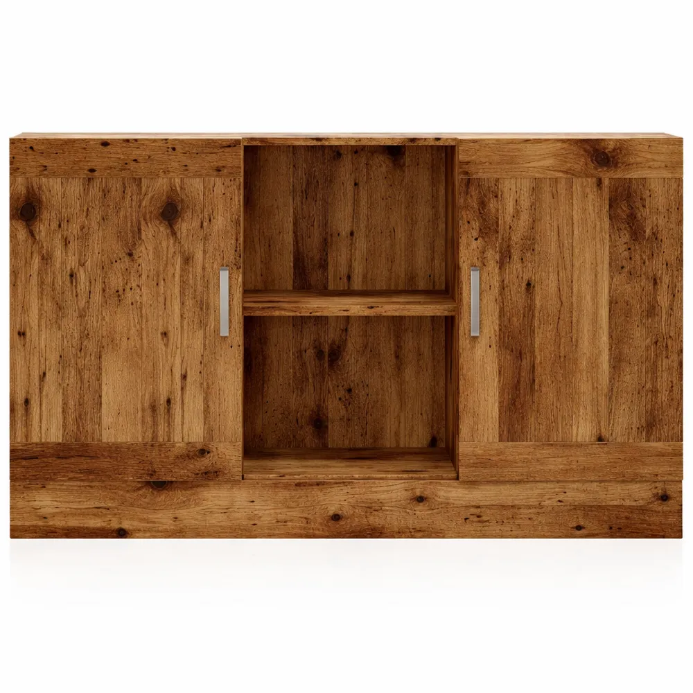 Credenza in Legno Riciclato con Ripiani, 120x30,5x70 cm