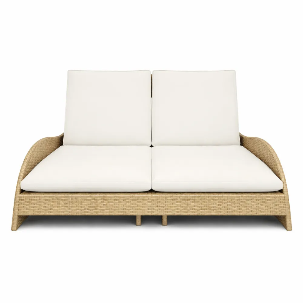 Lettino Prendisole Reclinabile in Polyrattan Beige per Giardino