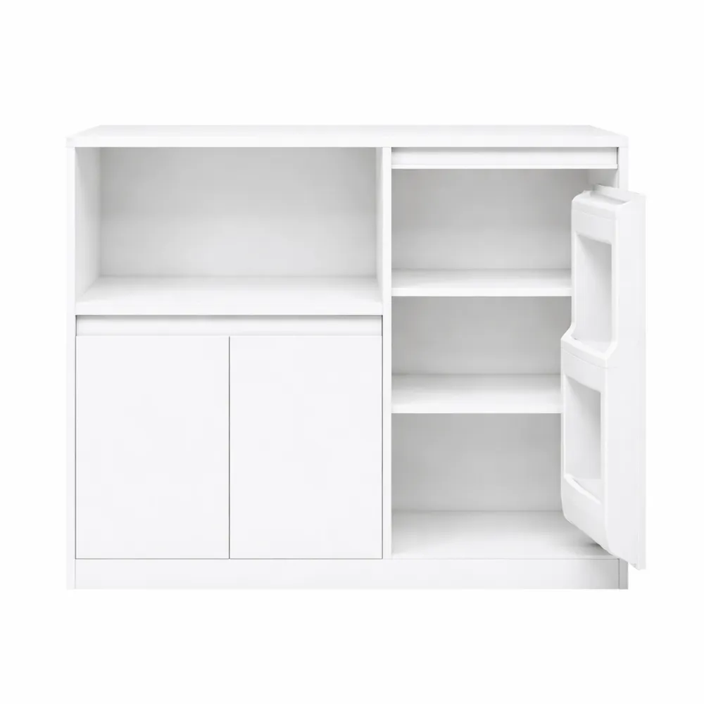 Credenza da Cucina Bianca con Ripiani Regolabili e Scomparti