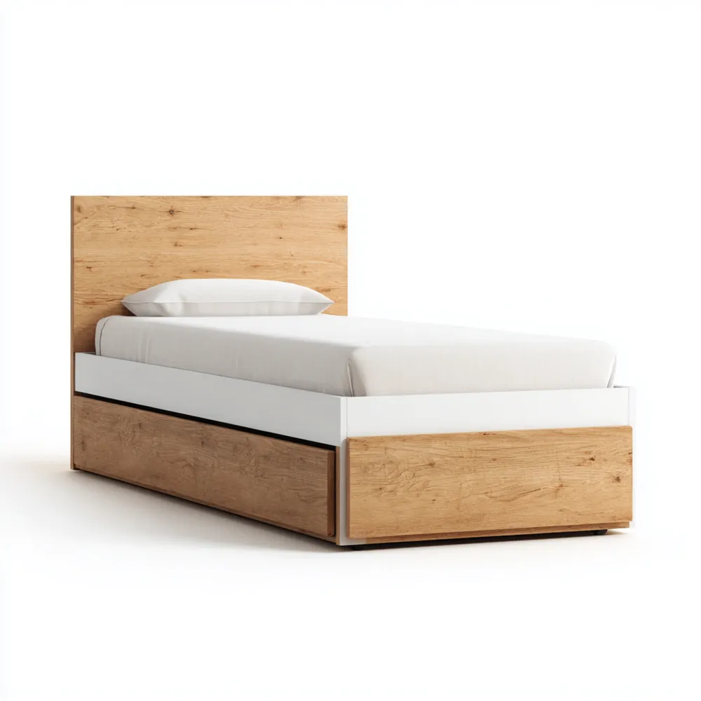 Lit simple en bois et métal avec sommier 90x200 cm