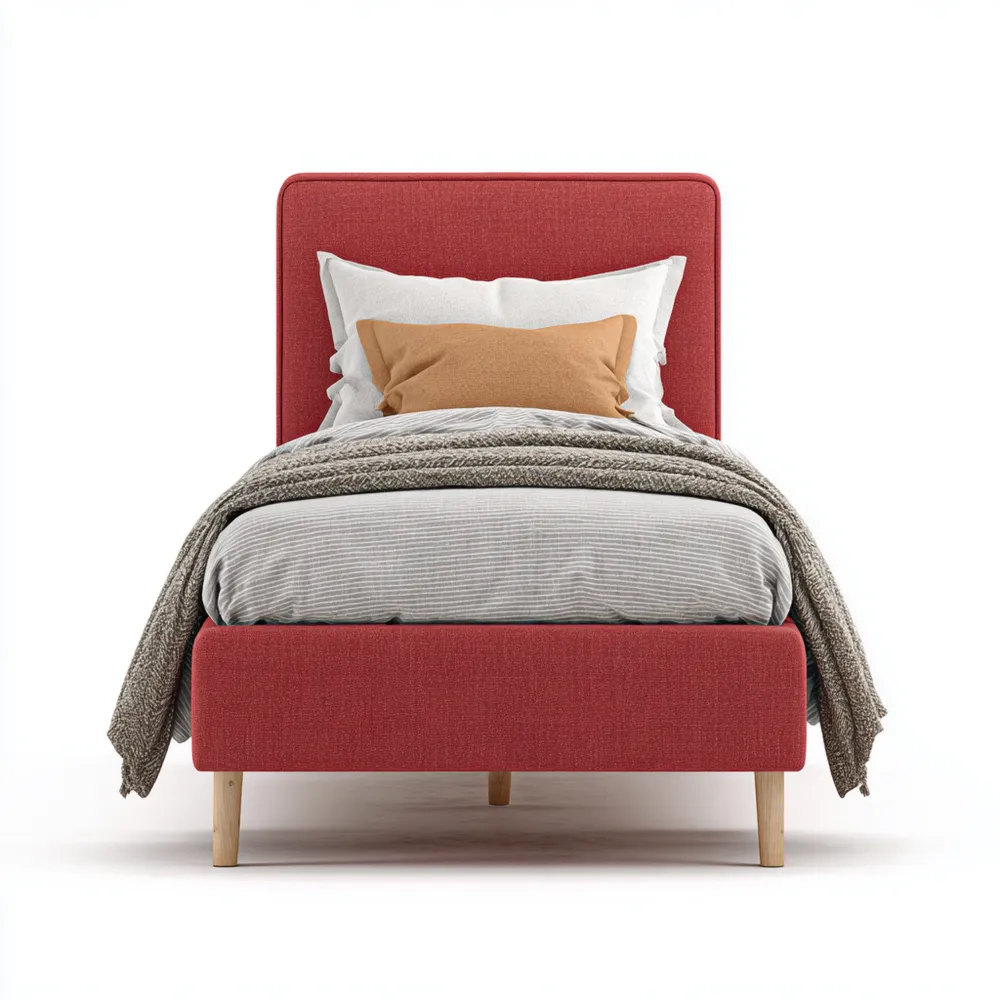 Lit simple en Polyester Rouge avec Matelas