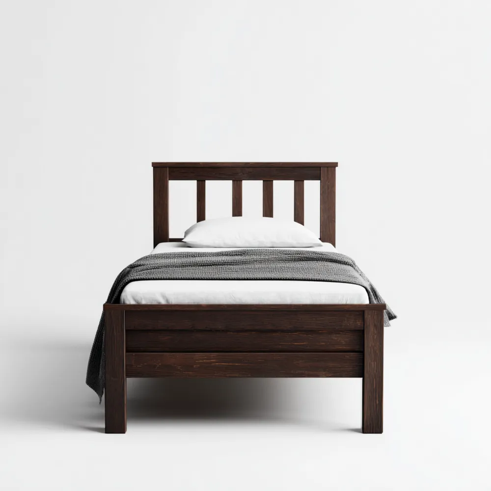 Lit en Bois de Chêne Massif 200x90x100 cm - Brun Foncé