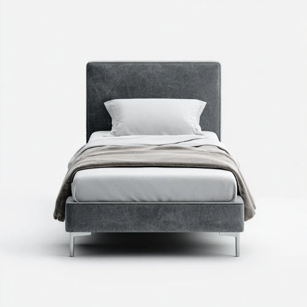 Lit simple en tissu 200x90x100 cm - Gris