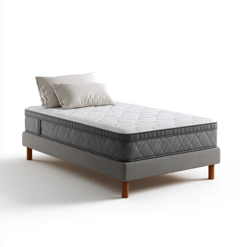 Lit avec Matelas à Ressorts 90x190x25 cm – Gris