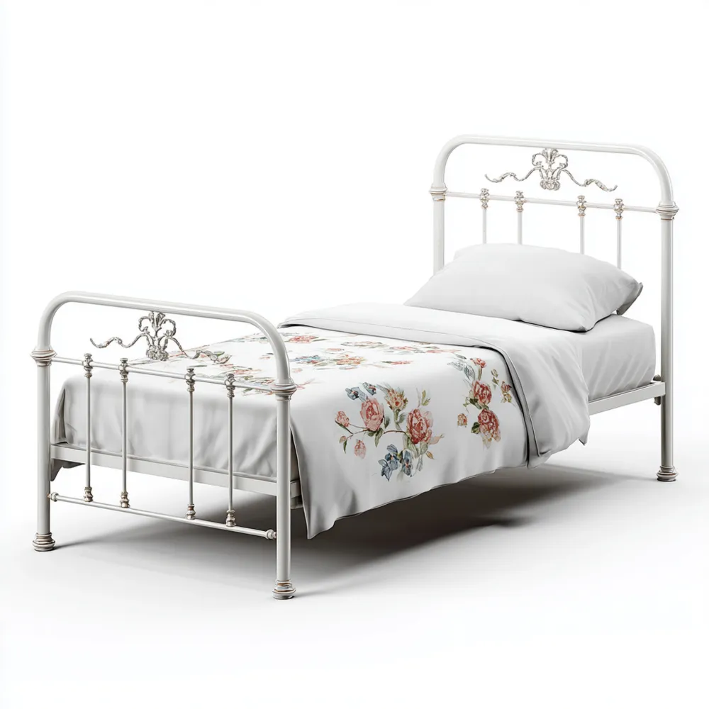 Lit Simple en Métal 90x200 cm - Blanc