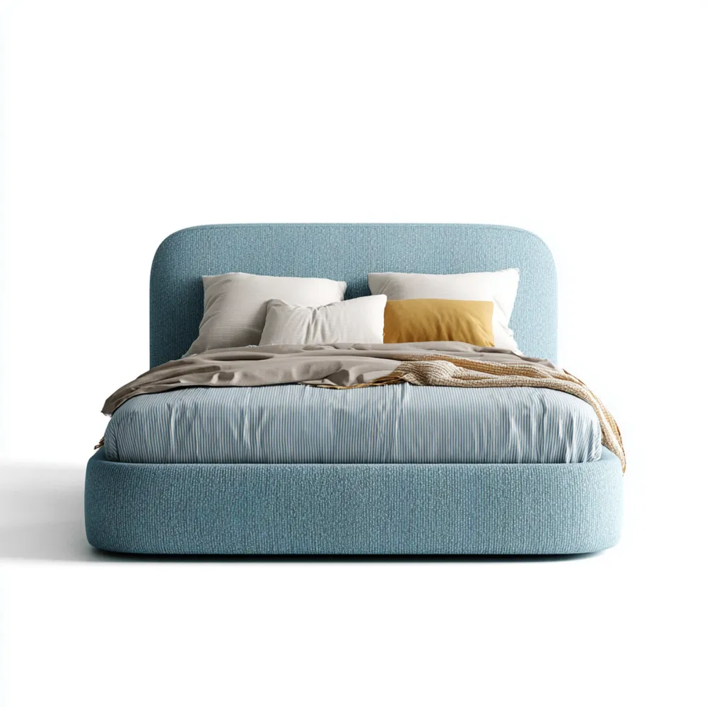 Lit double Tissu Bleu Ciel